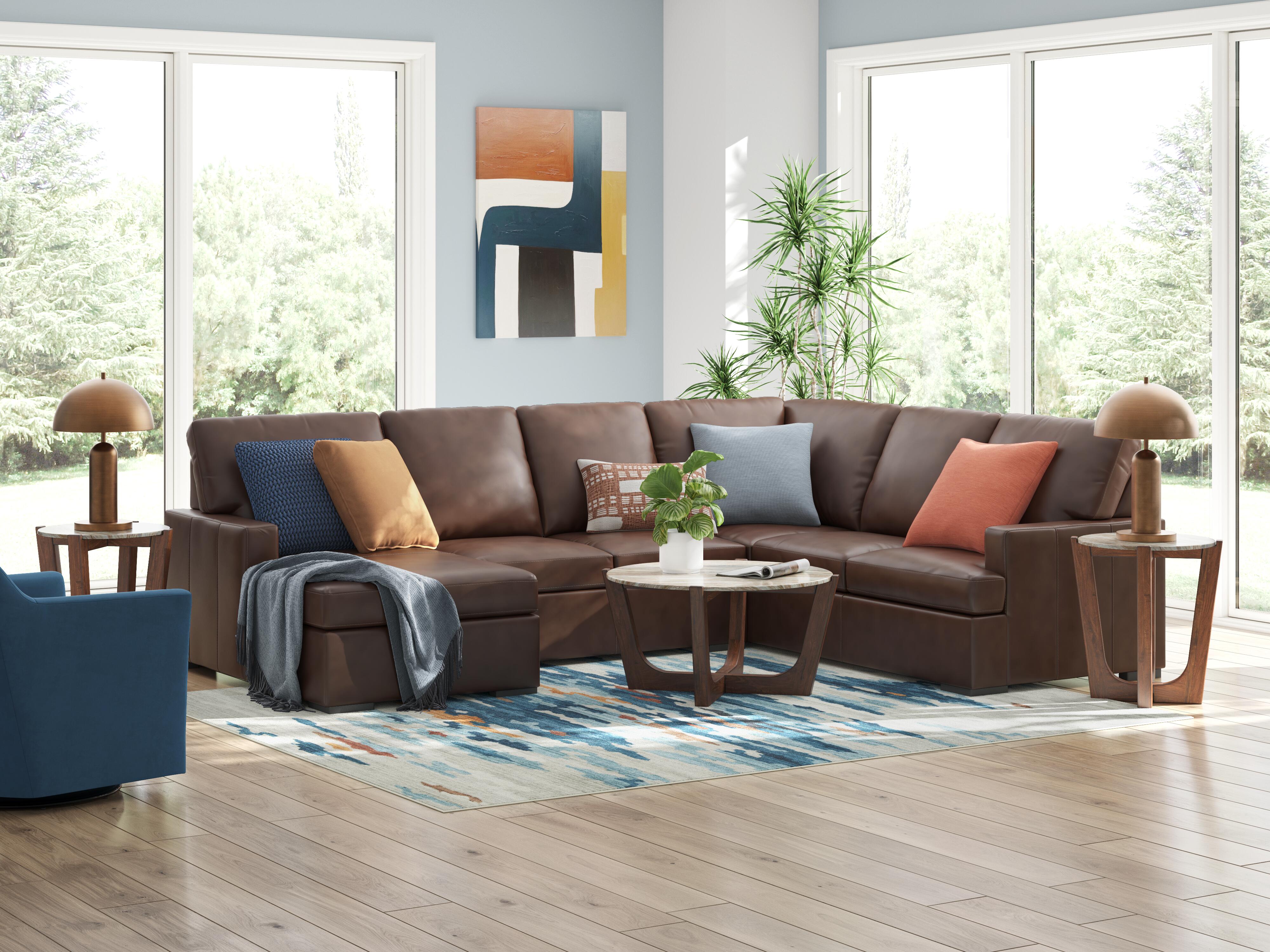 Modern Day 3-Piece Sectional with Chaise, Coffee, rollover